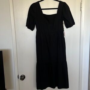 Jessica Simpson Black Puff Sleeve Midi Dress - Medium